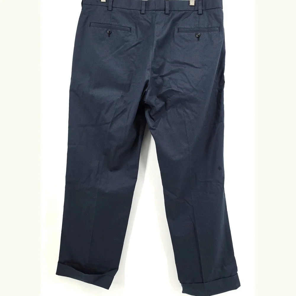 Brooks Brothers Advantage Chino Pants Mens W40 L30 Navy Blue Pleated Traditional